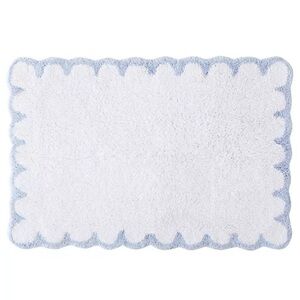 PERI HOME NWT Scallop Cotton Bath Rug -blue/white -30" x 20"